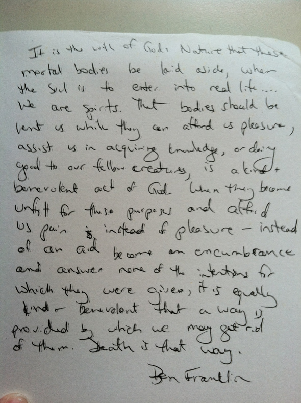 Ben Franklin Quote from Book